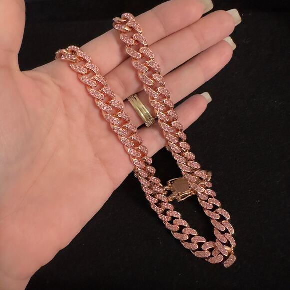 Rose Gold Miami Cuban Link Necklace 24in 12.6mm~NEW - Picture 5 of 16